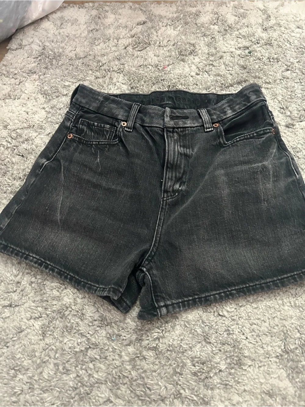 American Eagle Outfitters Black Washed High-Rise Denim Shorts